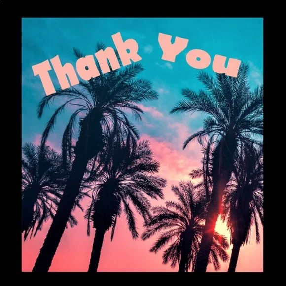 100 (2x2 Inch) Square Stickers, Twilight Palms High Gloss, Thank You - Picture 3 of 3